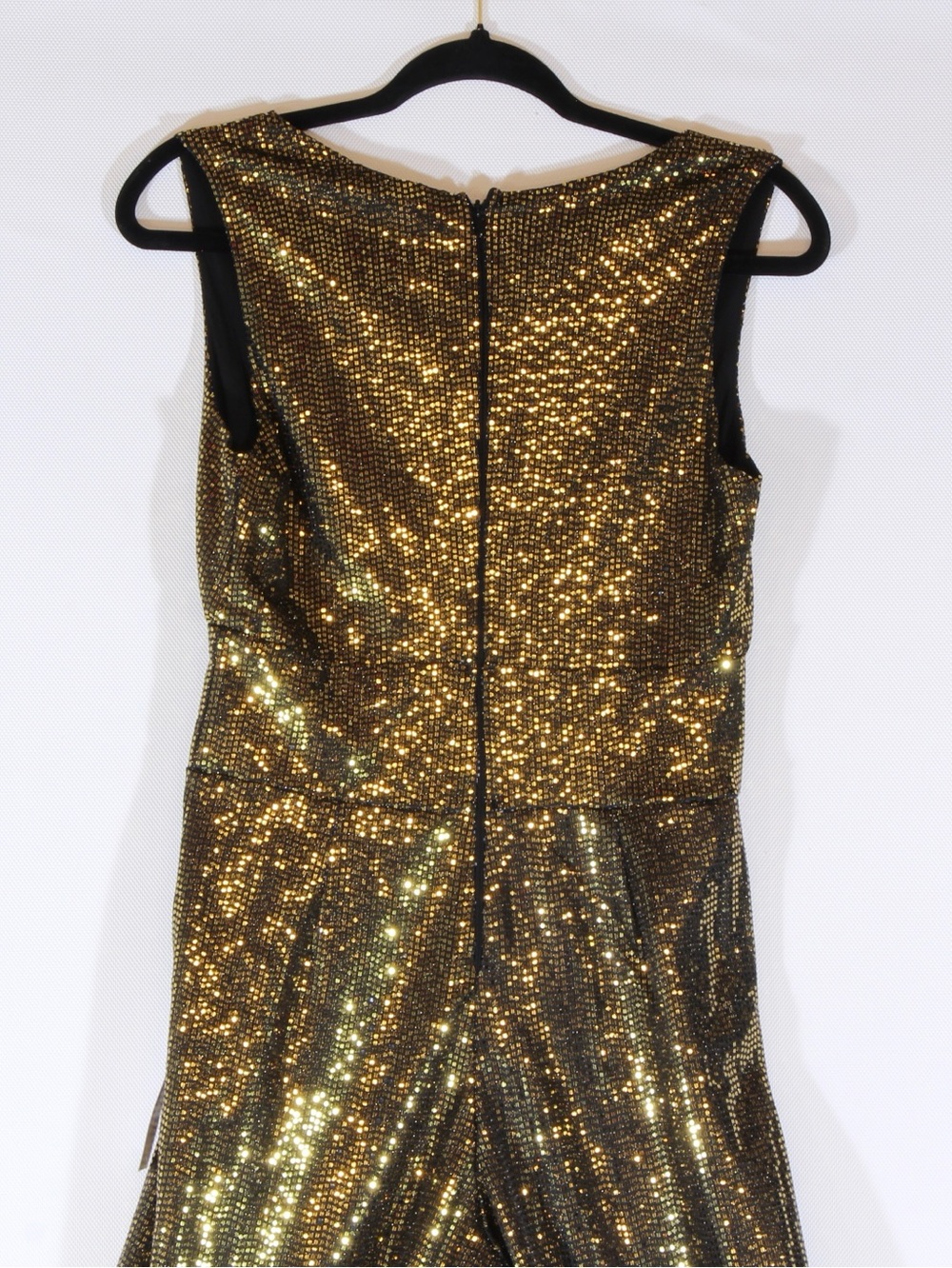 VENUS Gold Sequin Halter V‑Neck Wide‑Leg Jumpsuit NWT - Picture 6 of 7